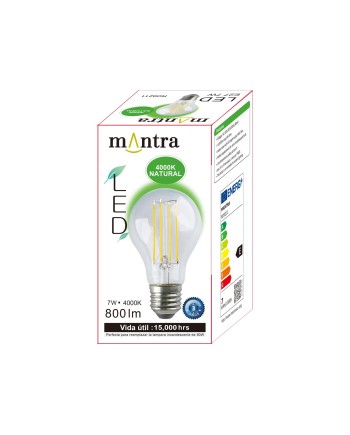 BOMBILLA LED - E27 ESTÁNDAR FILAMENTO - 7W - 4000K - 800Lm - 360º